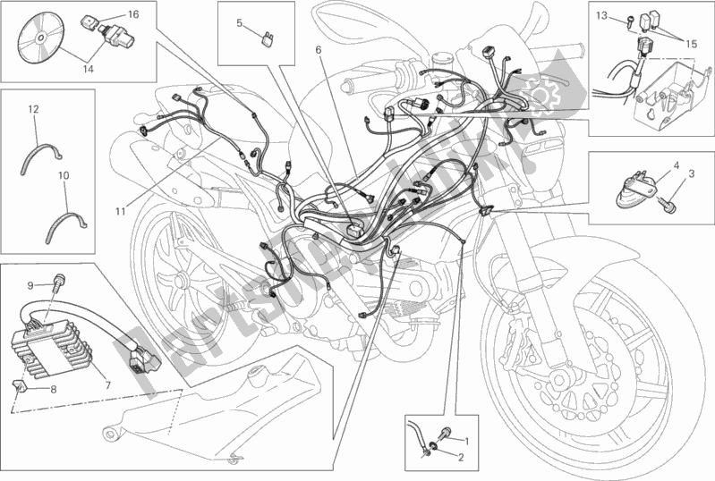 Alle onderdelen voor de Kabelboom van de Ducati Monster 795 EU Thailand 2013